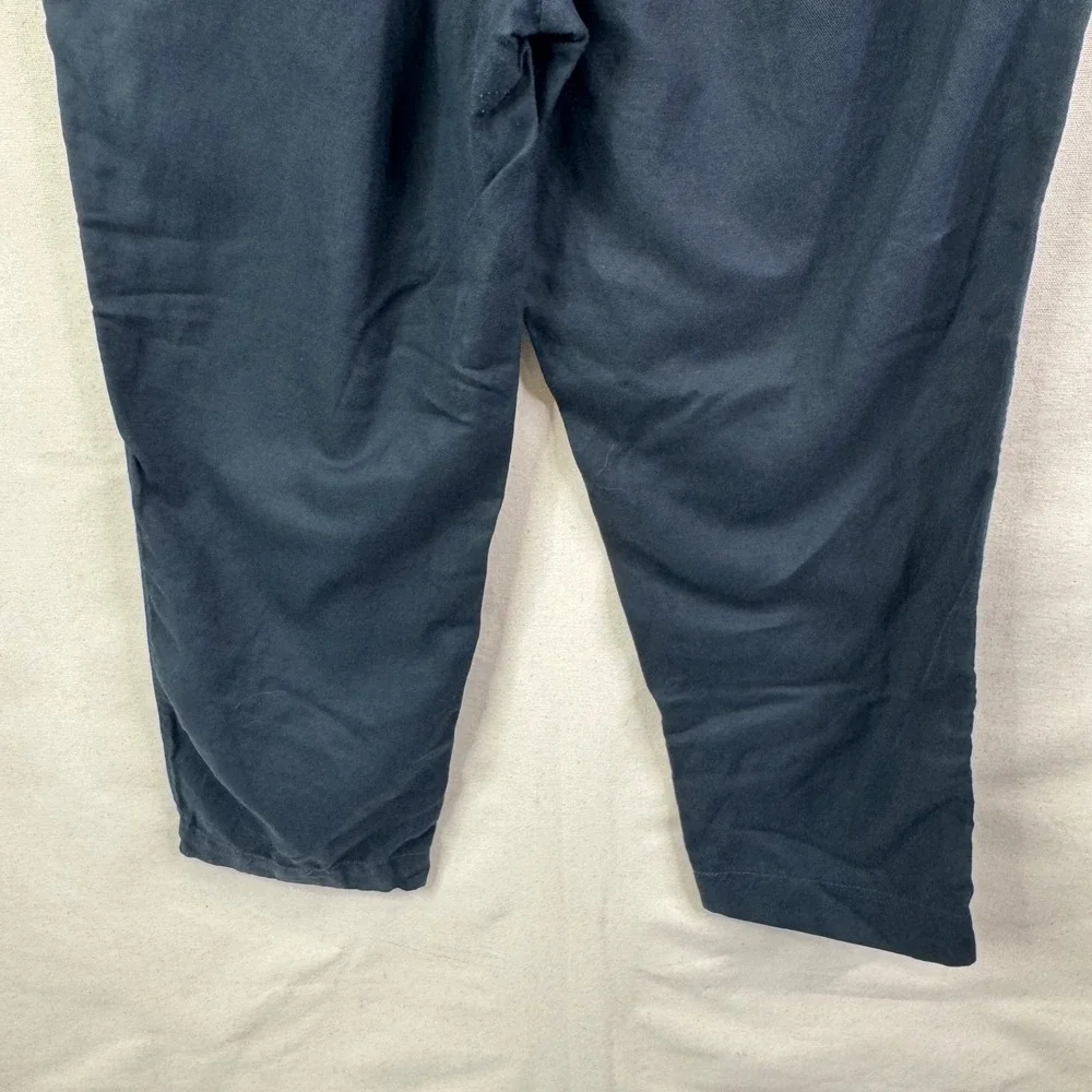 Banana Republic Pull On Crop Pants L Black Linen Lyocell Minimalist Utility